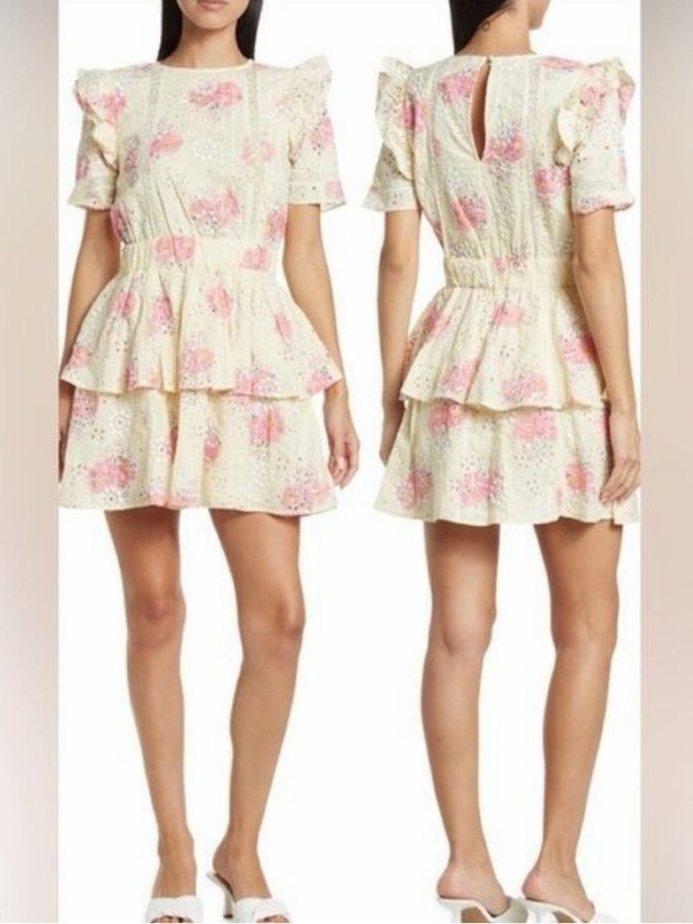 Walter Baker Cassandra Eyelet Dress Size Large Floral